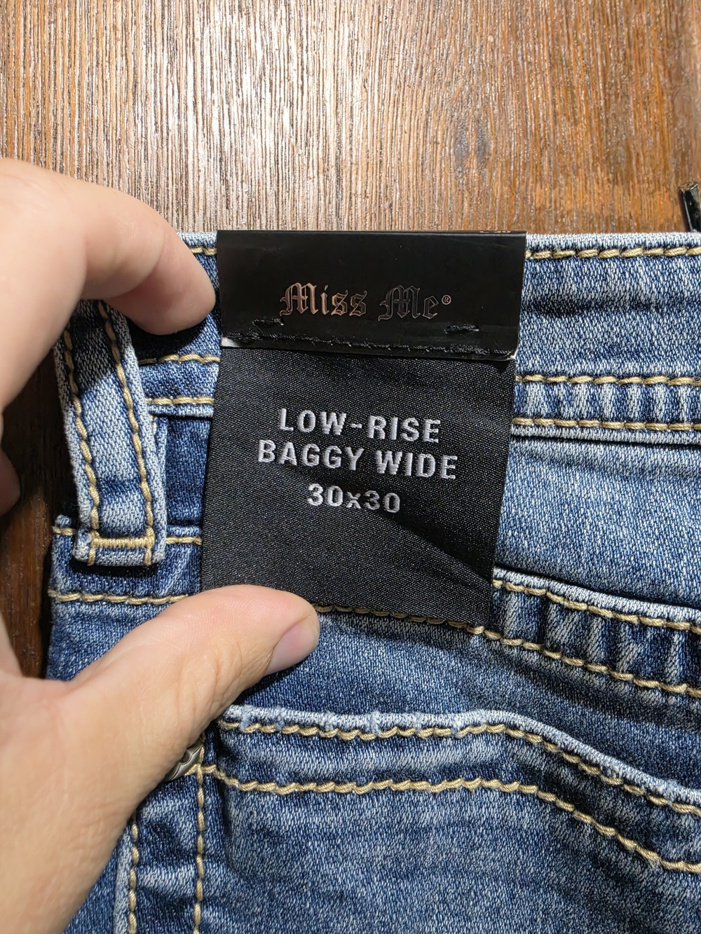 Miss Me Low-Rise Baggy Wide Jeans - Blue